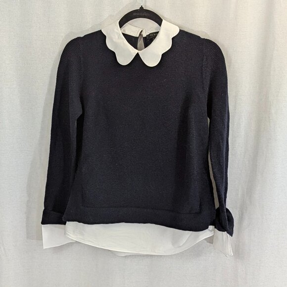 Ted Baker London Sweaters - Ted Baker London Size 1 (US 2-4) Navy Wool/Silk Sweater w/ Faux Blouse Attached